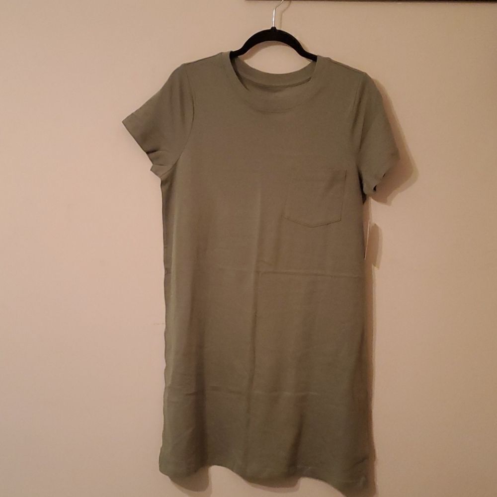 Time and Tru Green Shirt Dress Women's Size  8-10